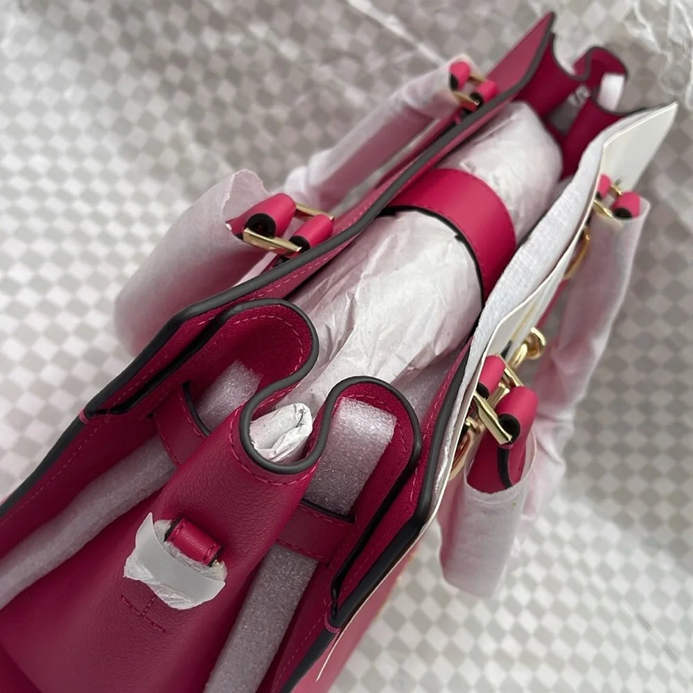 Michael Kors Hamilton Medium Leather Satchel Electric Pink NWT